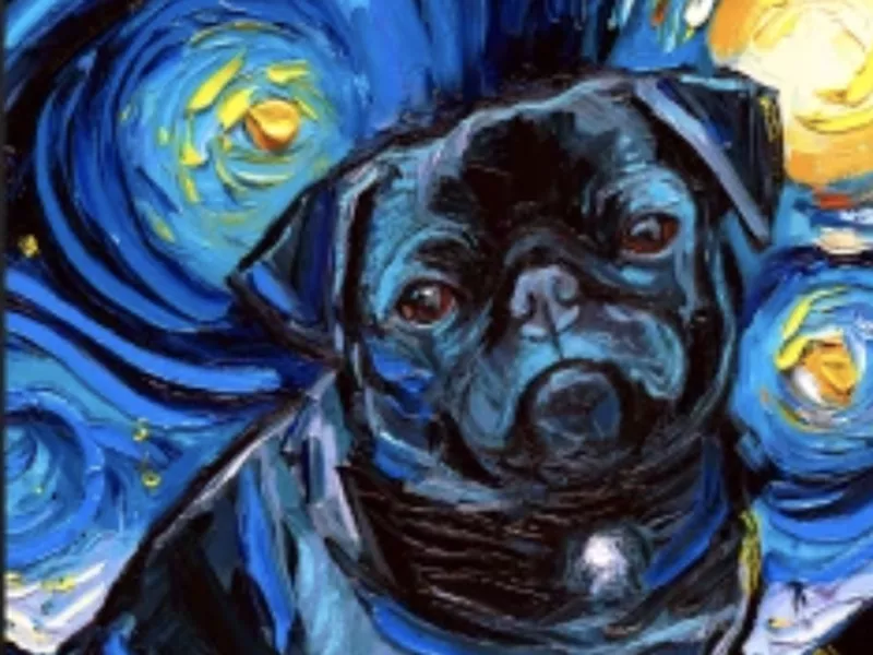 Starry night pug T-shirt