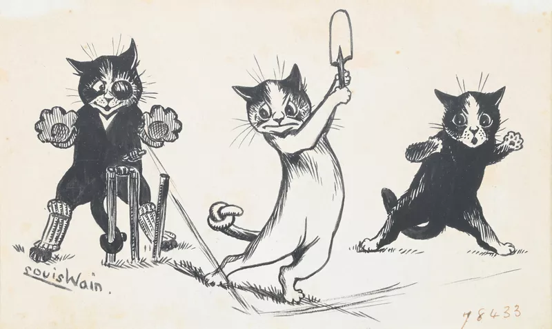 'Leg Stump Out' by Louis Wain