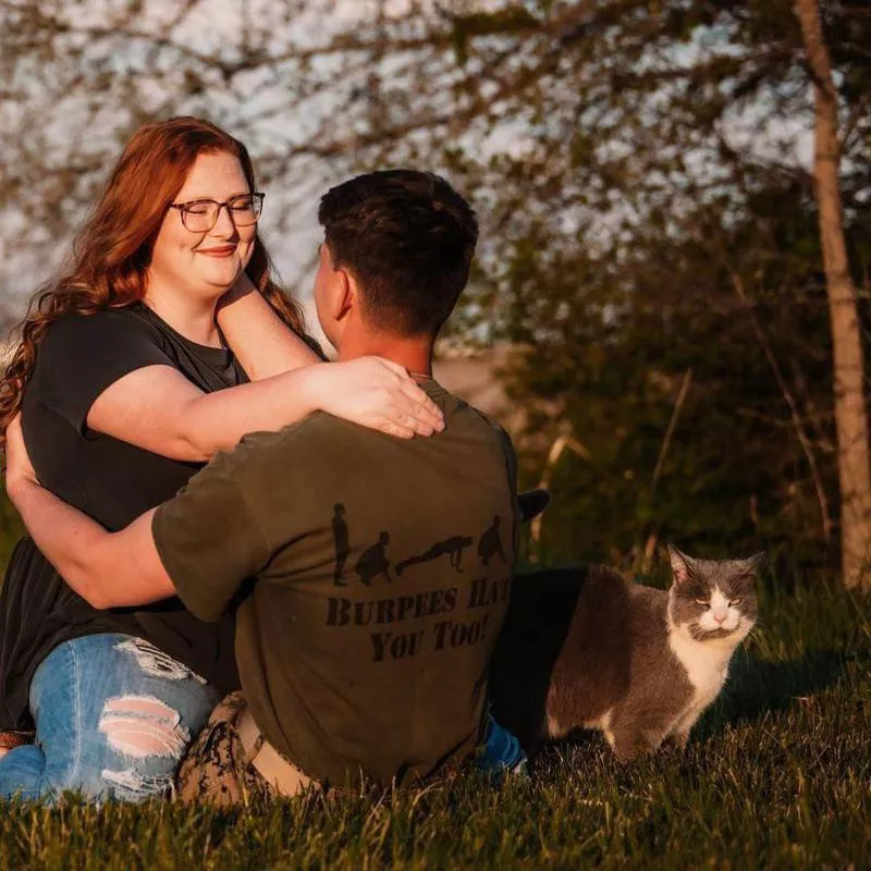 Cat interrupting romantic photoshoot