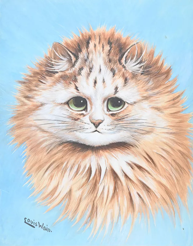 'Tabby Cat With Green Eyes, Head Study' by Louis Wain