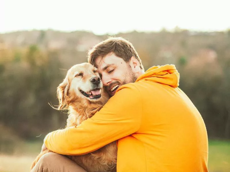 Man and his Golden Retriever