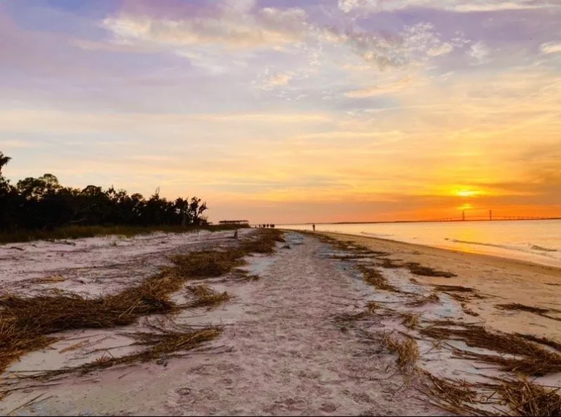 Sunset at Jekyll Island dog friendly beach