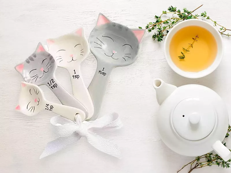 Roll over image to zoom in Cat Shaped Ceramic Measuring Spoons