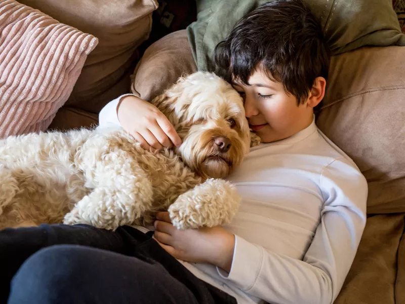 Little boy and his dog