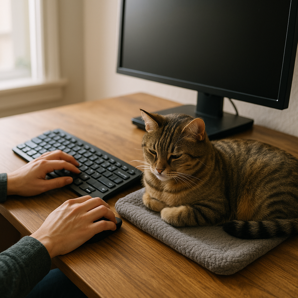Give the desk a decoy perch (not your keyboard)