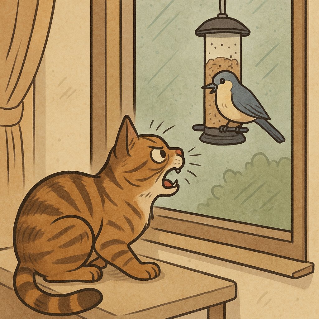 The window chirp is a hunting glitch, not a greeting