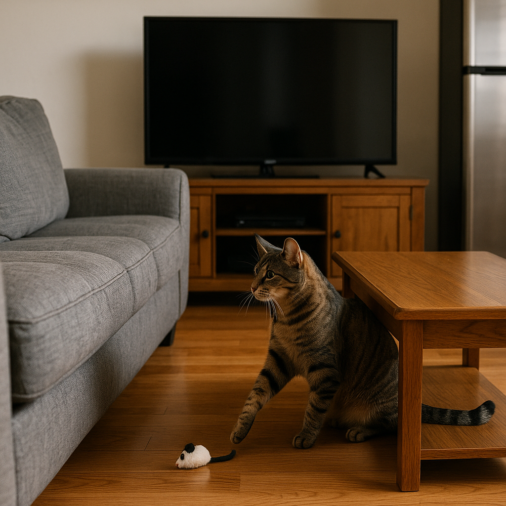 The laser pointer victory lap (and the furniture audit after)