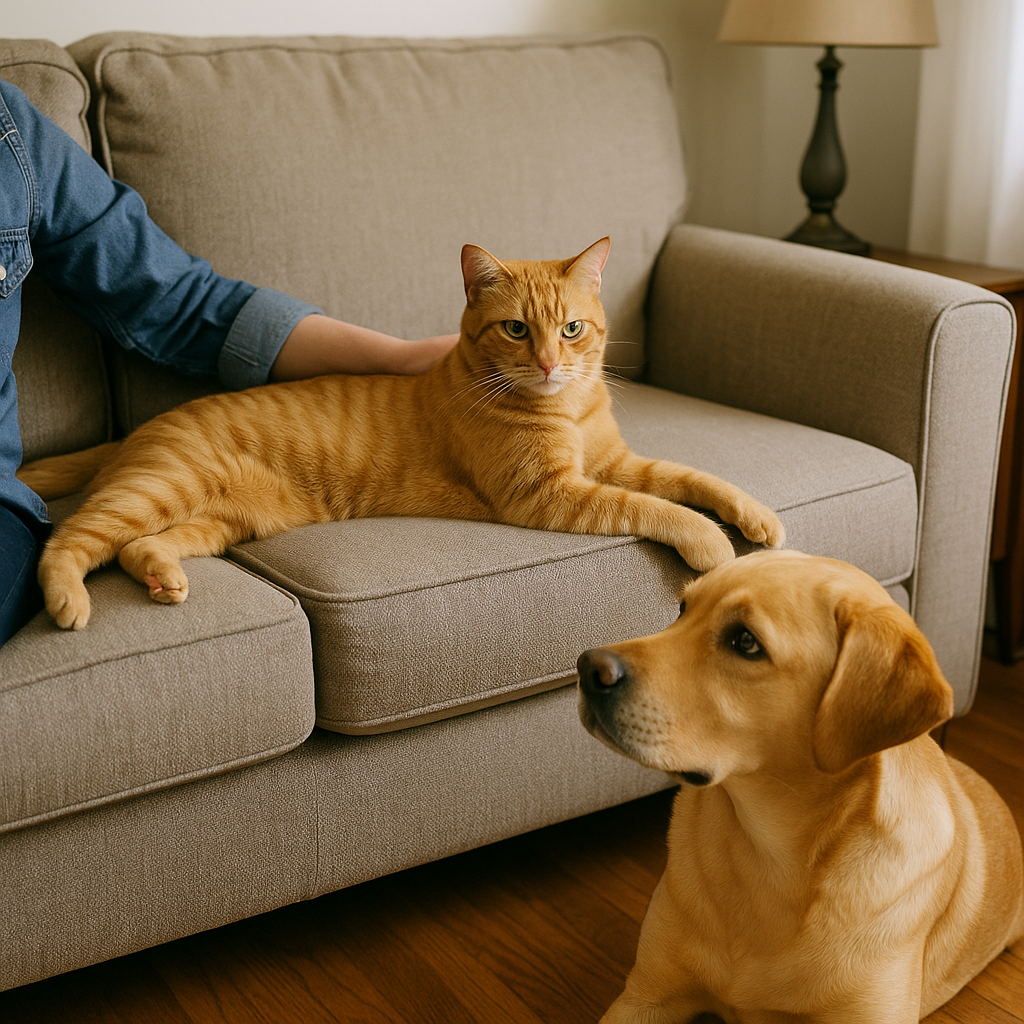 The cat who guards the couch creates a better house dog