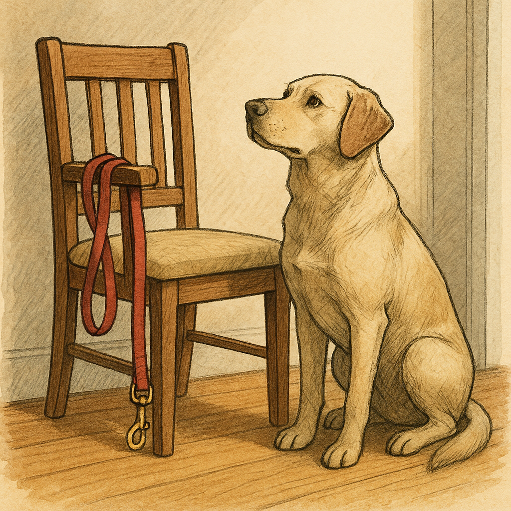 Why the leash lives on the chair like a prop